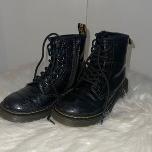 Little girls doc martins black glitter size us 13.